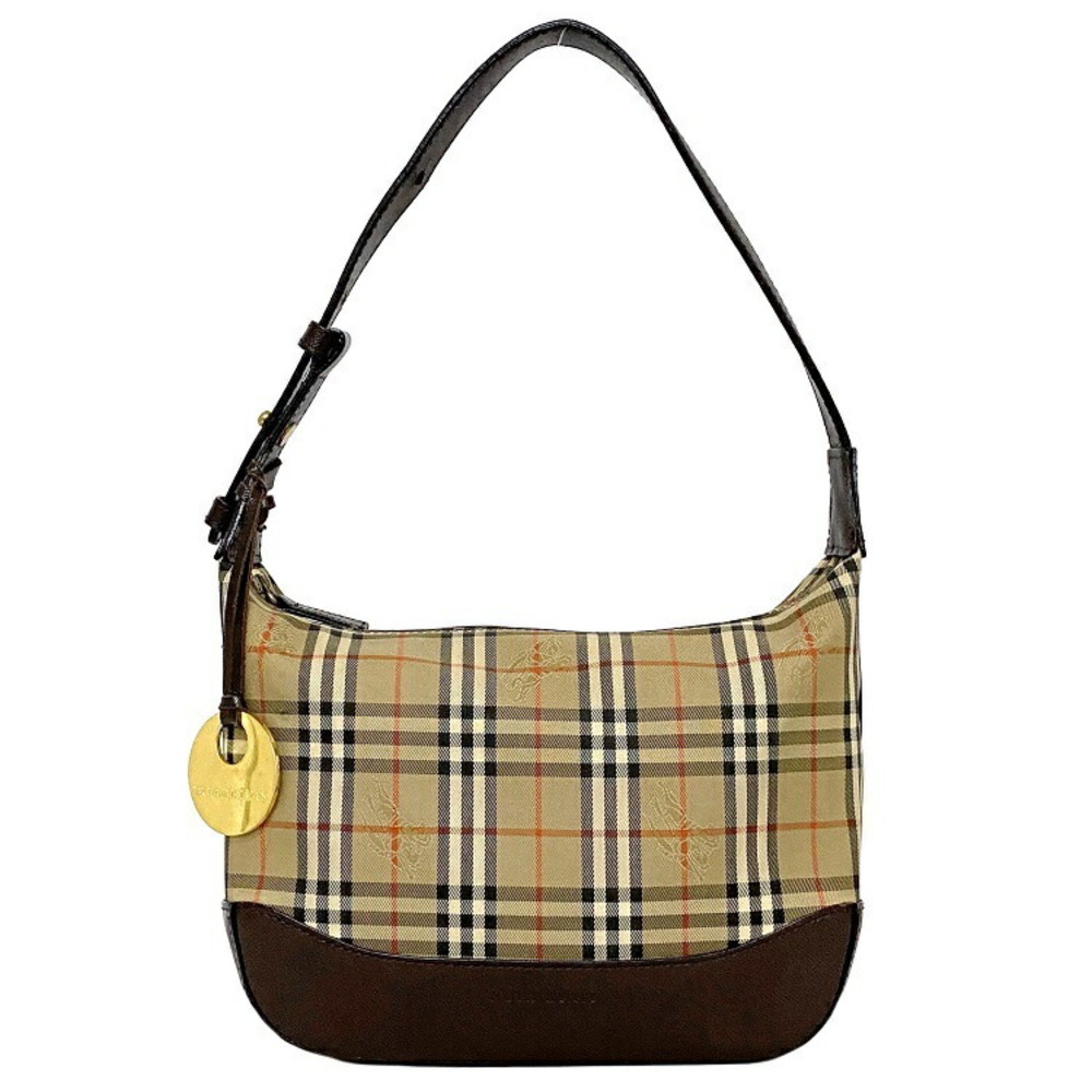 Burberry Shoulder Bag Brown Beige Check Nova Handbag Shoulder Zipper One